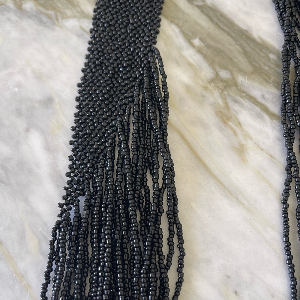 Black Beaded Multi Strand Super Statement Necklace - image 2